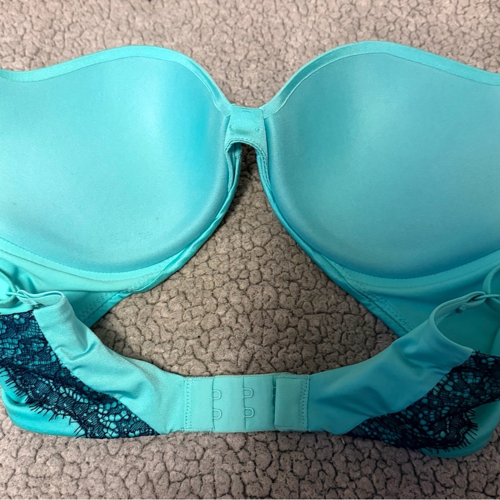 Victoria's Secret Lace Push-Up Bra Set - Pink -Mauve & Teal with Black Lace - Picture 6 of 7
